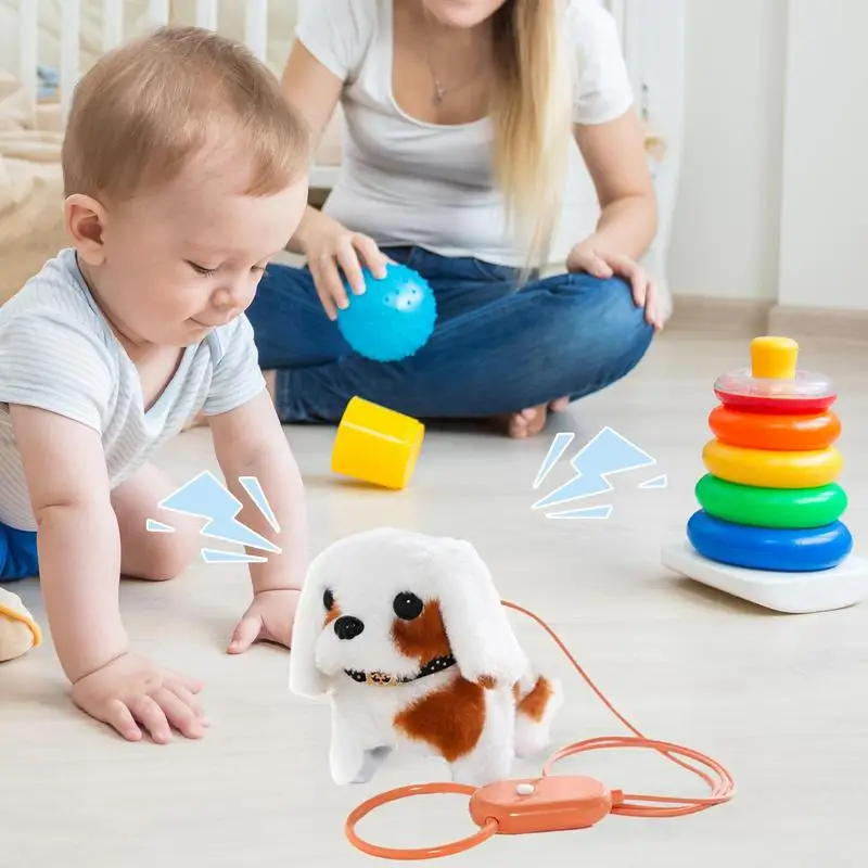 Lopende hondenspeelgoed Lopende hond Bont-echte huisdieren Realistische knuffels Spinnende hond Knuffeldier Speelgoedhond voor kinderen Familievrienden