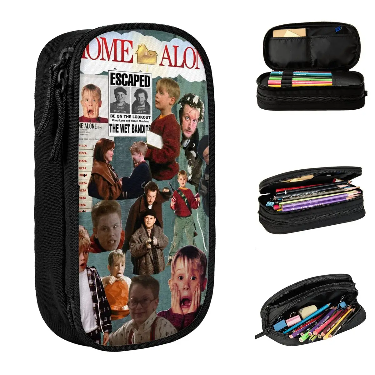 Home Alone Macaulay Culkin Collage Pencil Cases Lovely Kevin Comedy Pen Box Bags Kids Large Storage Students School Pencil Box