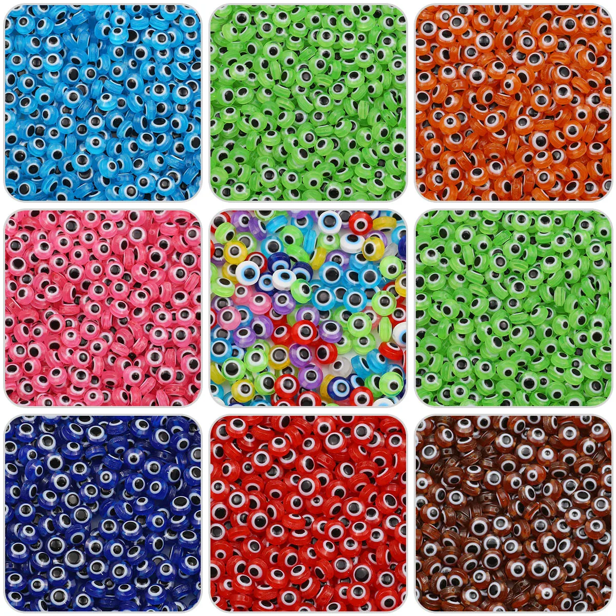 Acryl Flache Runde Evil Eye Lose Spacer Perlen 6mm Für DIY Armbänder Charms Ohrring Schmuck Machen Dekorationen Zubehör