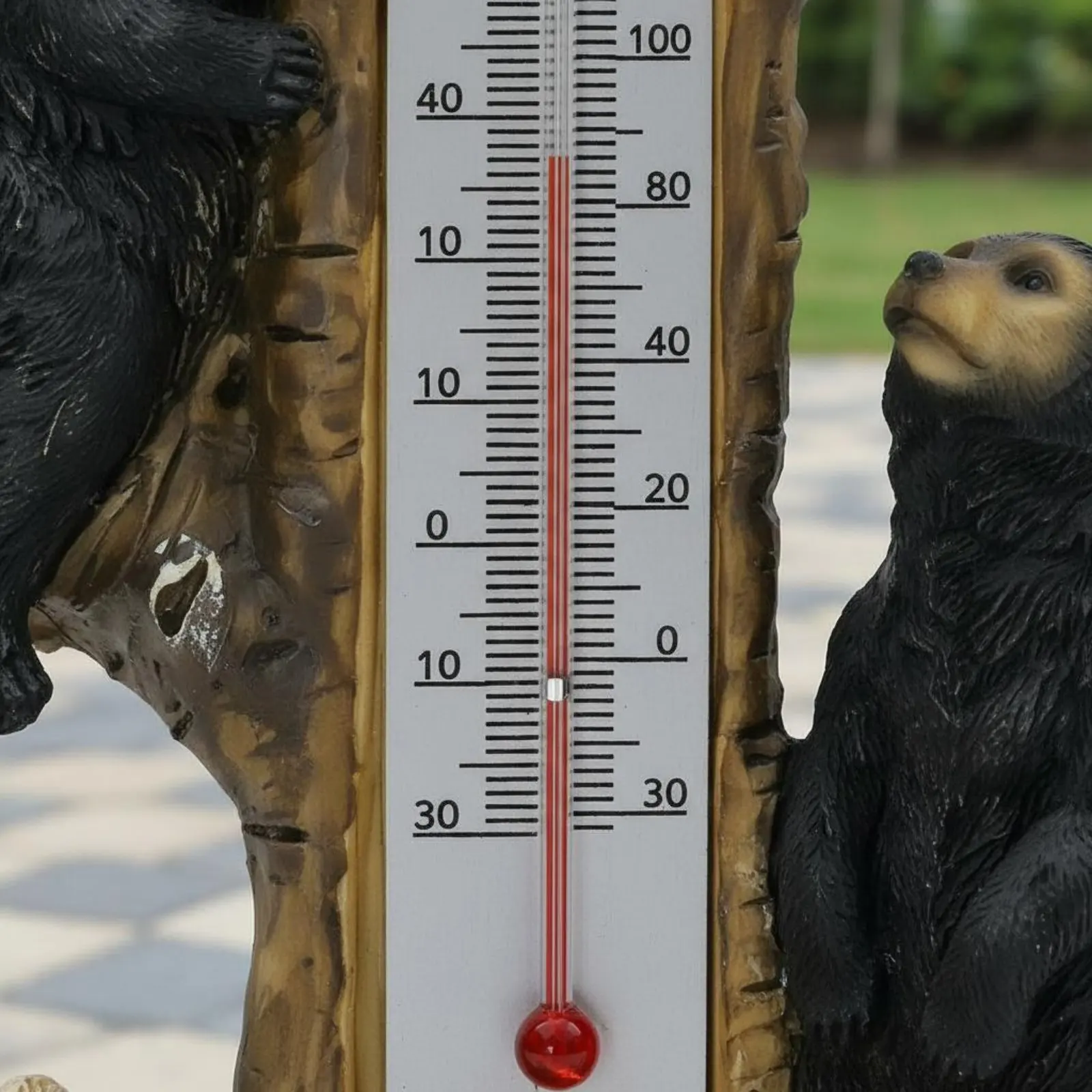 Bear Thermometer Statue Easy to Read Black Bear Temperature Decor Creature Garden Thermometer Weather Gauge Double-Scale view 6