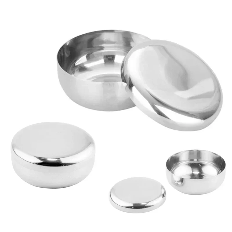 Korean Stainless-Steel Rice Bowl With Cover Metal Rice Cereal Serving Bowl Anti-Scalding Child Small-Bowl Korean Cuisine