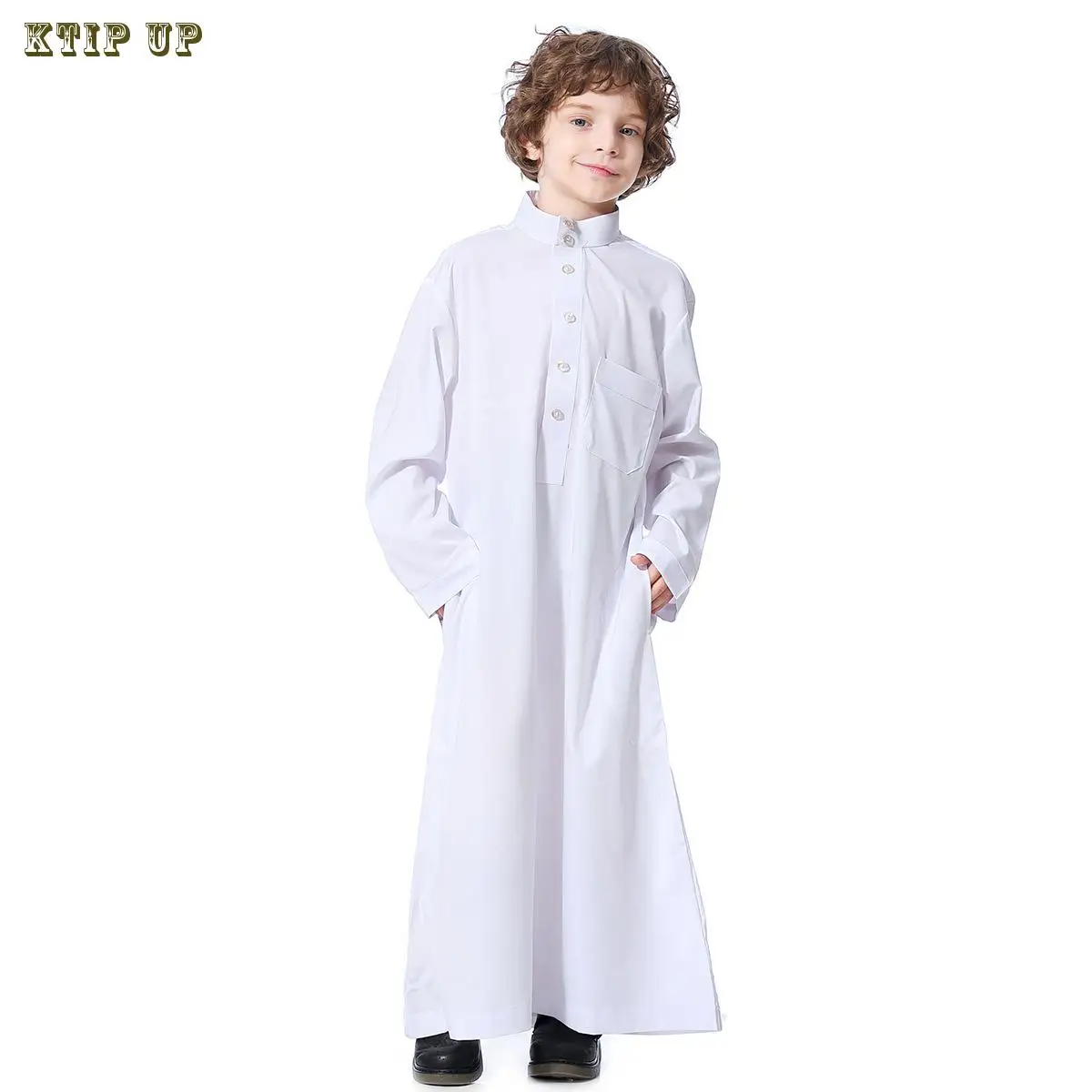 Teenagers Islamic Clothing Boy Middle East Saudi Arabia Abaya Children Jubba Muslim Robe Round Collar Ramadan Costumes Kaftan