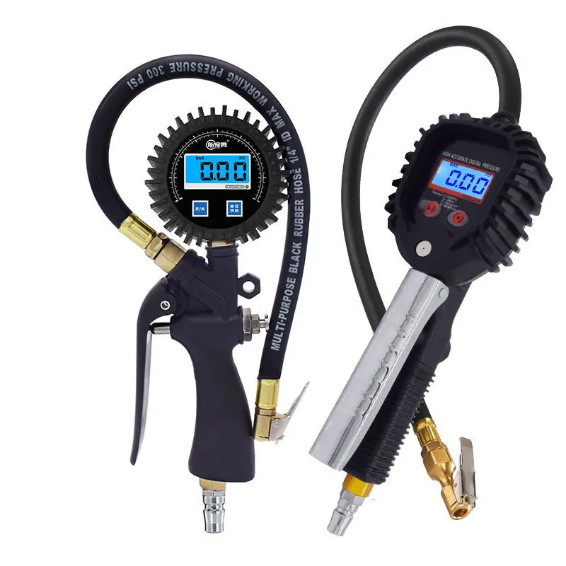 

High Precision Tire Pressure Gun Trolley Tire Inflator Car Digital Display Gauge