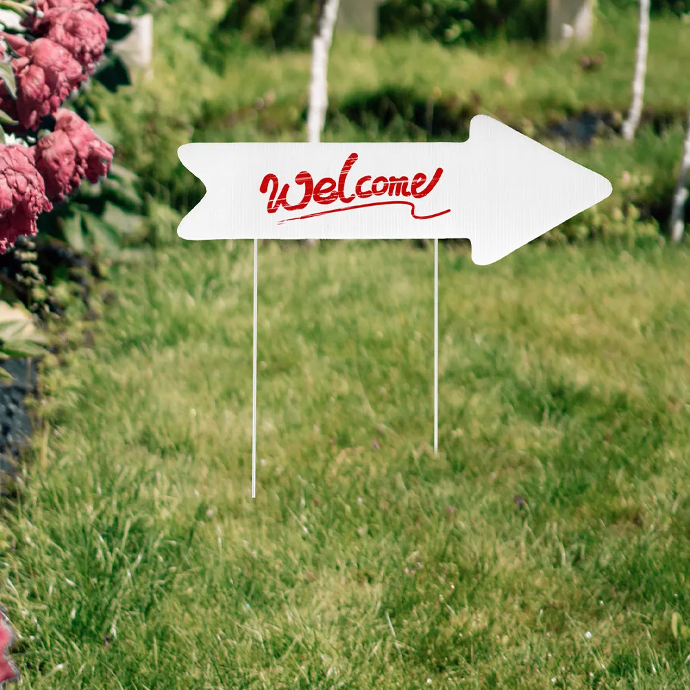 2Pcs Blank Arrow Yard Sign Corrogated Plastic Writable Lawn Party Wedding Garden Decor Outdoor Stakes Plastic Yard Sign