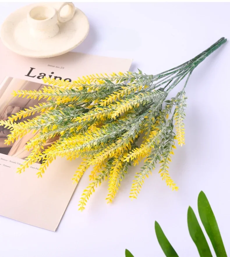 Lila künstliche Lavendelblüten, Blumenstrauß, künstliche Pflanze für Heimdekoration, Garten, Weihnachten, Hochzeit, Dekoration, Vasenzubehör für den Innenbereich – Detail 22