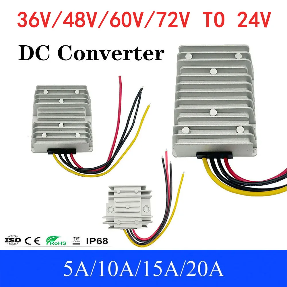 36V 48V 60V 72V 30-90V to 24V 5A 10A 15A 20A DC DC Converter Step Down Voltage Regulator Transformer Bus Truck Car Power Supply