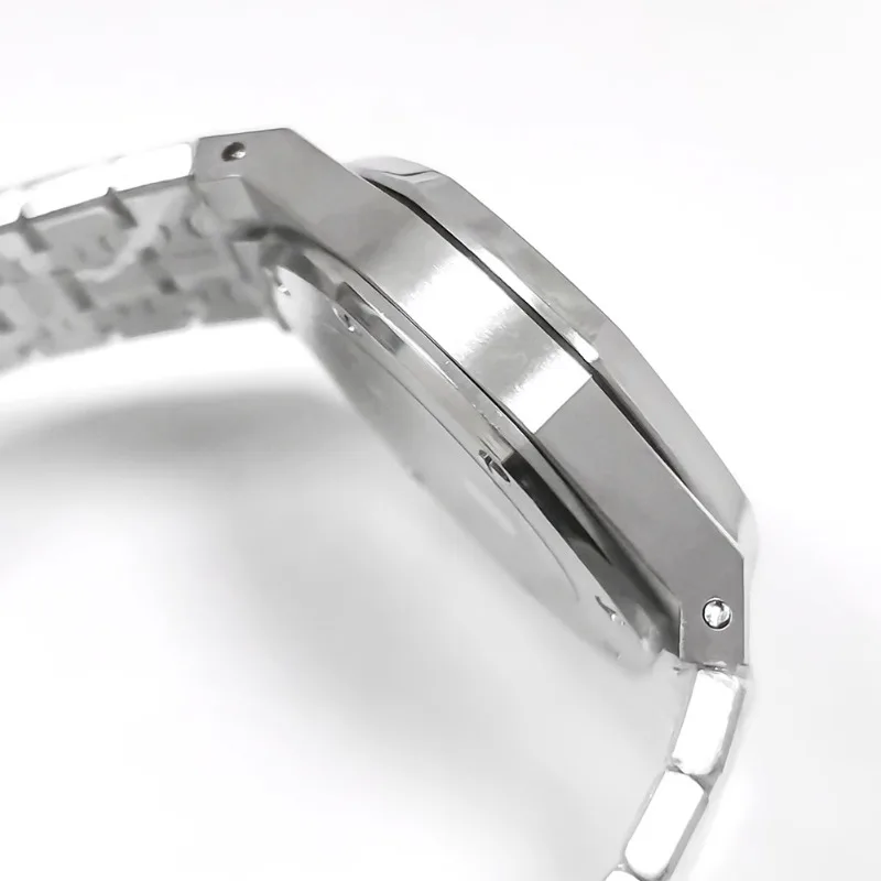 Men's timing quartz watch 41mm stainless steel octagonal case + Strap strap Japanese VK63 movement sapphire crystal