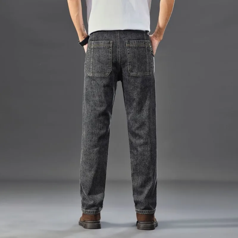 Summer Men Jeans Workwear Denim Casual Loose Straight Leg Pants Business Trendy Quality Trousers Slim Fit Streetwear Jeans Man