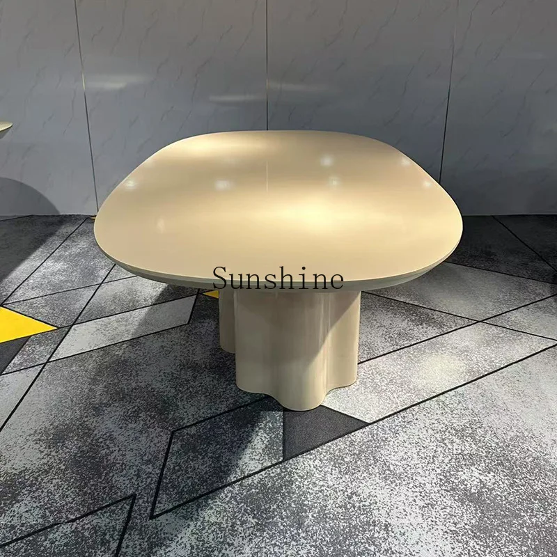 Household living room oval table modern simple leisure negotiation Italian light luxury cream style