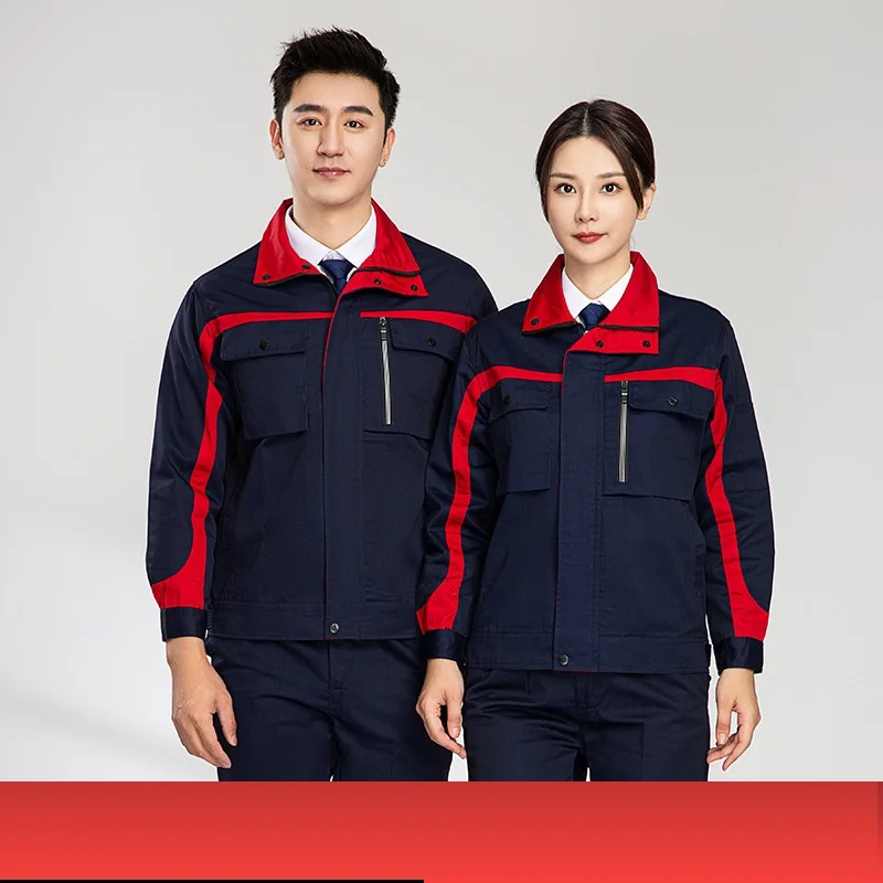 Work Clothing Mens Factory Workshop Suit Mechanical Working Uniforms Contrast Color Durable Worker Coveralls High End Labor Suit