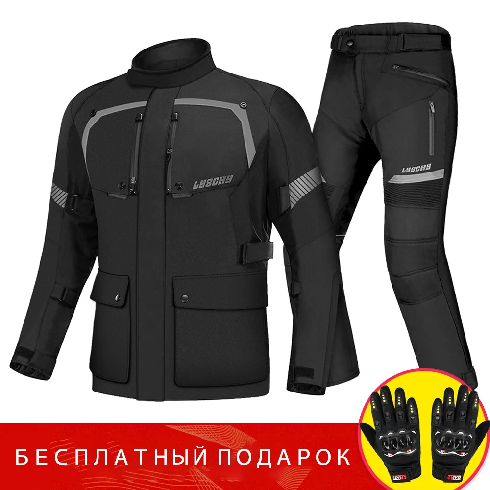 

New Motorcycle Jacket Pants Suit Cold-proof Waterproof Winter Men Motorbike Riding Moto Jacket Protective Gear Armor Clothing