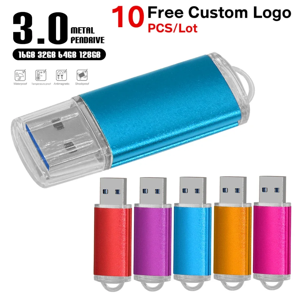 10PCS USB 3.0 Flash Drive High Speed 128GB 3.0 Pen Drive 8GB 16GB Pendrive Memory Stick 32GB 64GB USB Stick Free Custom LOGO