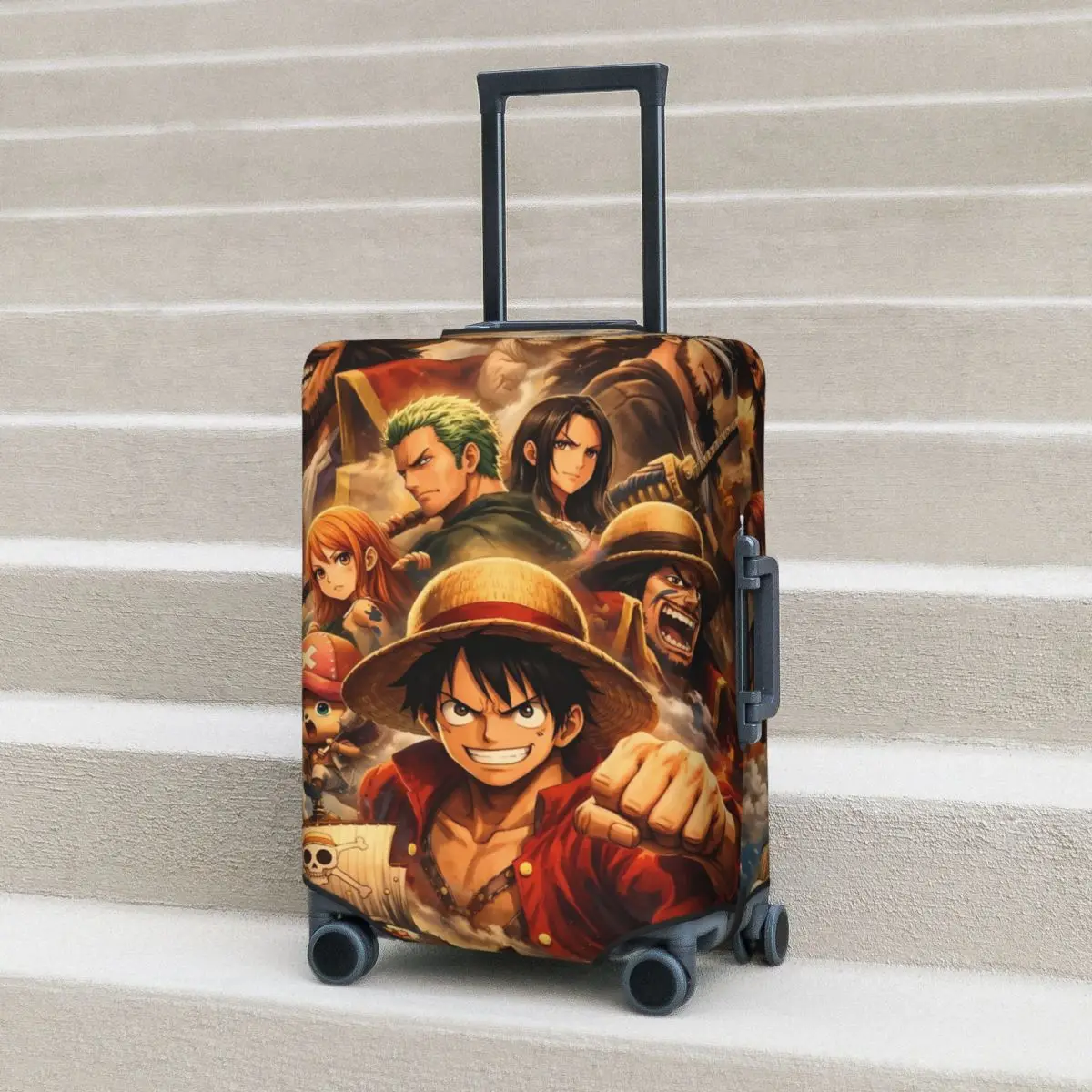 

Classic Luffy Epic Poster One Piece Suitcase Cover Fun Business Protector Luggage Accesories Holiday