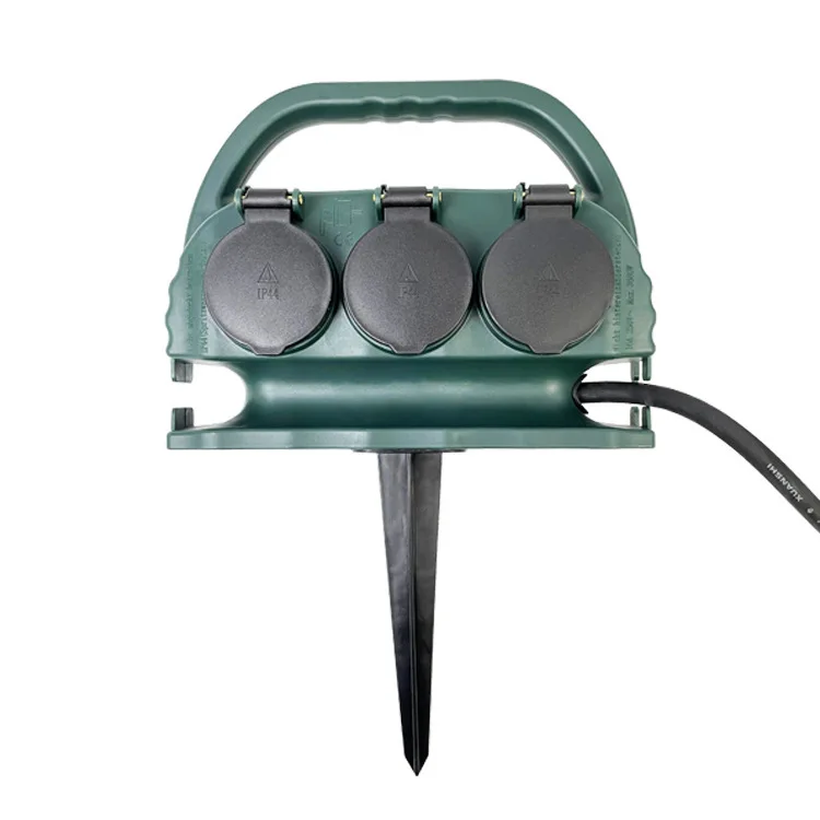 Eu Standard Outdoor 6-hole Lawn Extension Socket German IP44 Splashproof with Ground Plug Garden Patio Lawn Socket