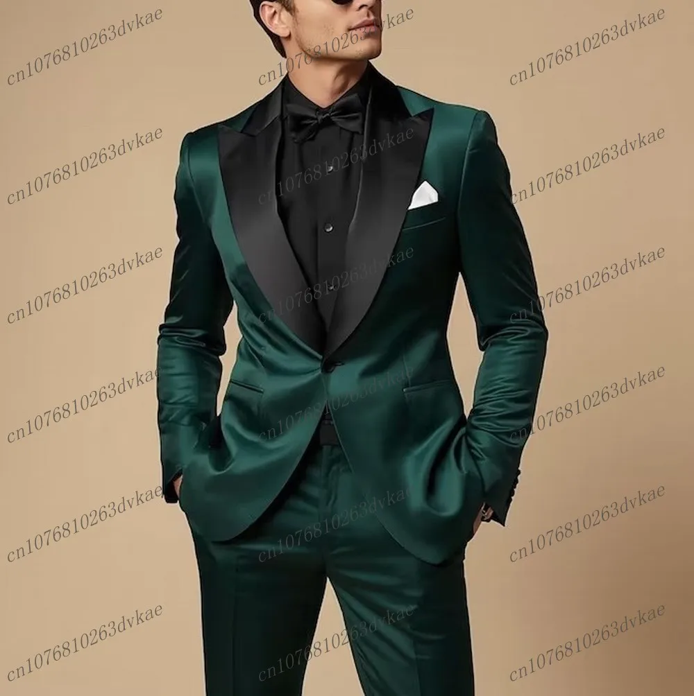 

New Velvet Black Collar And Navy Blue Men Suit Wedding Party Formal Groom Prom Business Male Tuxedos 2 Piece Set Jacket Pants