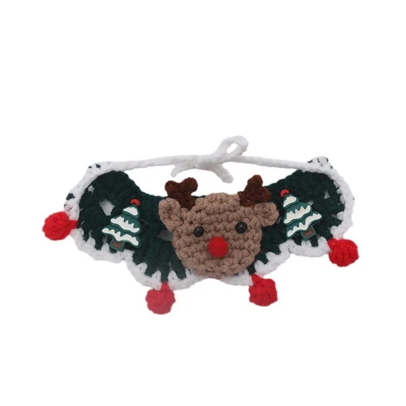 

Christmas Knitted Cat Collar Pet Scarf Bow Tie With Bell Cute Crochet Neck Warmer Adjustable Soft Washable For Kitten Puppy Dogs