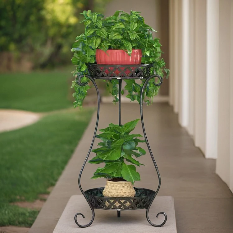 Indoor Office Iron Art Plant Stand Balcony Living Room Multi-layer Flower Pot Rack Simple Style Ground Assembly Metal Connectors