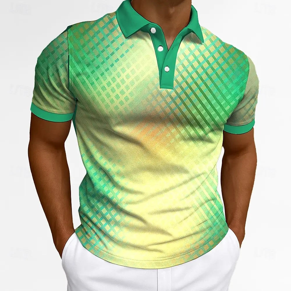 Summer Men's Polka Dot Sport Golf Shirt Fashion Short Sleeved Polo Shirt Collared Shirt Casual Tops Outdoor Street Polo Shirt