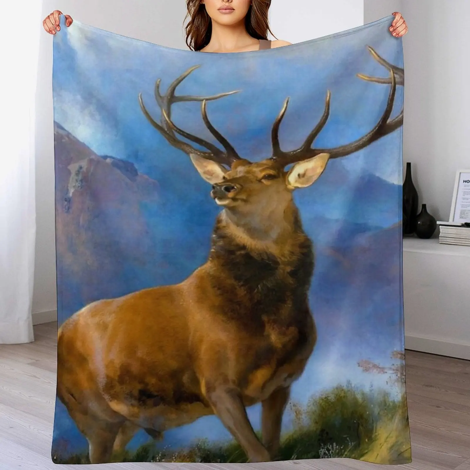 Edwin Landseer - The Monarch of the Glen, artwork by Edwin Landseer Throw Blanket