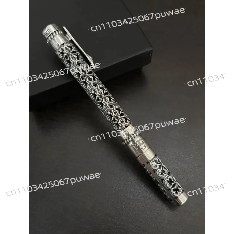 

925 silver Ballpoint Pen Vintage and Elegant 925 Silver Hollow Carved, Business Signature Pen High Quality