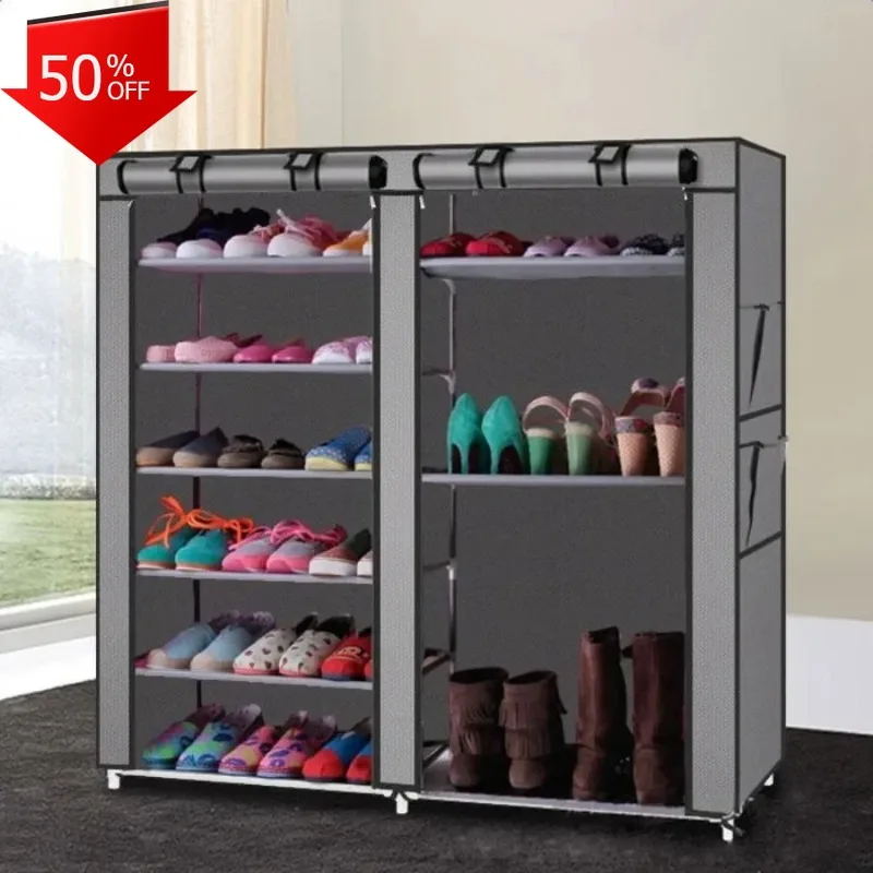 

Vintage Clothes Rack Shoe Garment Hanger Storage Organizer Non Woven Fabric Drying Stand for Bedroom Living Room Shoe Cabinet