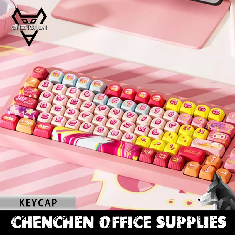 Akko Rainbow Candy Keycaps Pbt Moa Creative Mechanical Keyboard Keycap Thermal Sublimation Game Office Desktop Customized Keycap