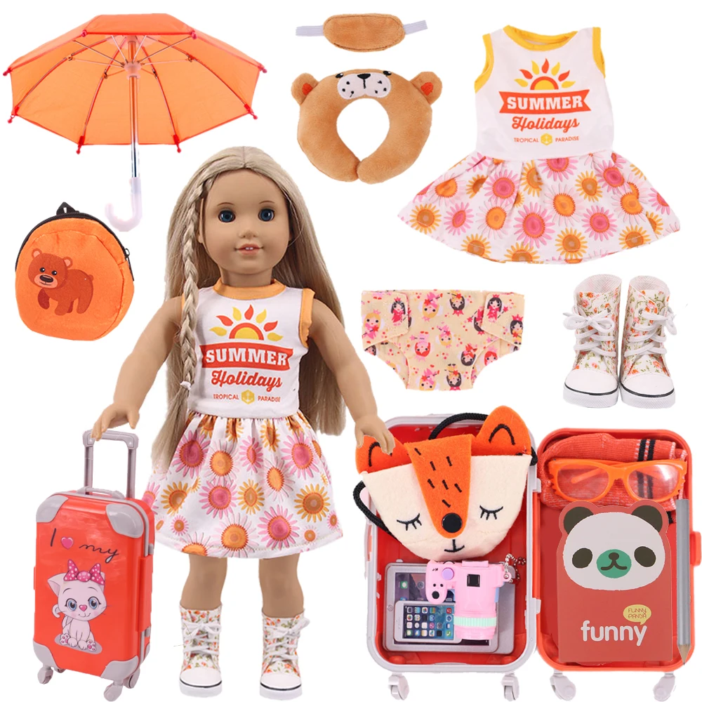 Reborn Doll Clothes Shoes Suitcase Accessories Fits 18 Inch American&43Cm Baby Newborn Doll Our Generation Toy For Kid DIY Gifts