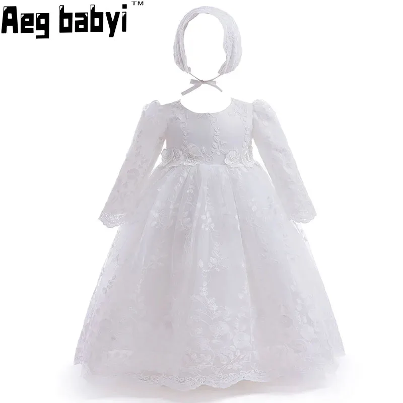 

Baby Girls Dress Long Sleeve Kids First 1 Year Birthday Ball Gown Infant Princess Dresses for Baptism Bridesmaid Party 3-24M