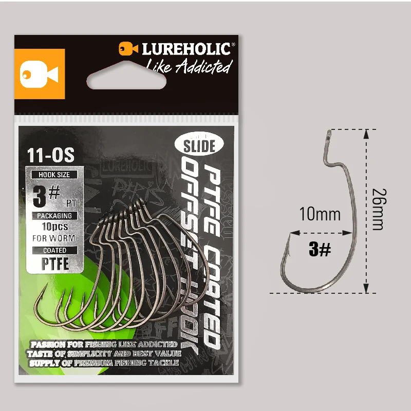 Lureholic ptfe Super Slide Offset Haken Wurm Haken Texas Rig Drop Shot Edelstahl Wurm Angelhaken Angel zubehör