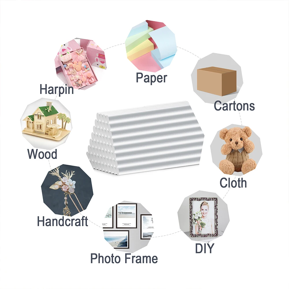 T TOVIA 7 مللي متر * 100 مللي متر عصا صمغ شفافة تذوب بالحرارة مادة EVA مناسبة لتقوم بها بنفسك ، ألبومات الصور/الخشب ، إلخ. 60 قطعة/120 قطعة