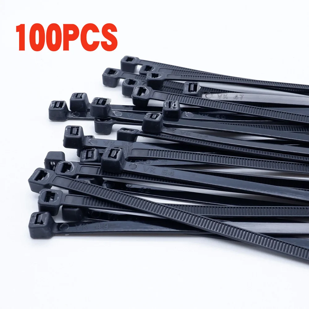 100 Cable Pieces Tie Self-locking plastic nylon tie Black Organiser Fasten Cable Wire Cable Zip Ties Industrial Cable Tie