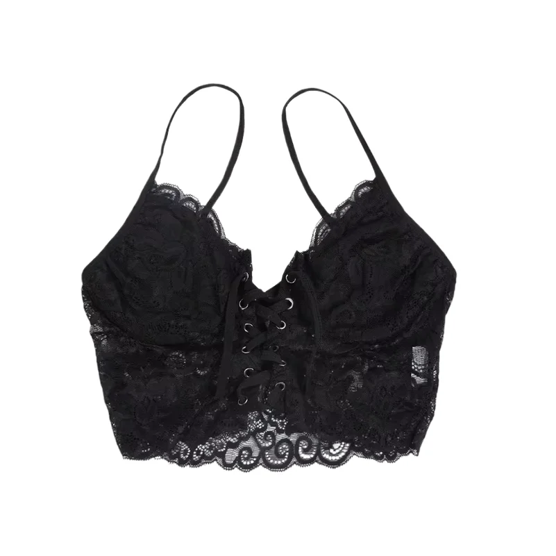 Sexy Bandage Bra Women's Underwear Push Chest Hollow Thin Line Adjustable Gathering Bra Tops Strapless Lace Seamless Bra