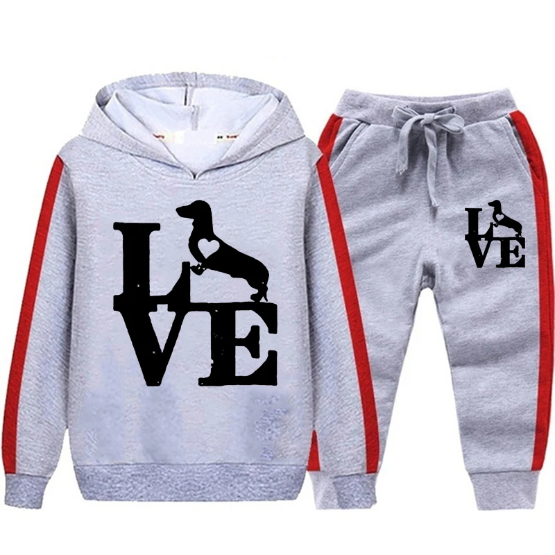 

Dachshund Kids Autumn Cute 2pcs hoodies+Pants Suits 3-14 Years Boys game Outfits Children sweatshirt pants sets student Clothes