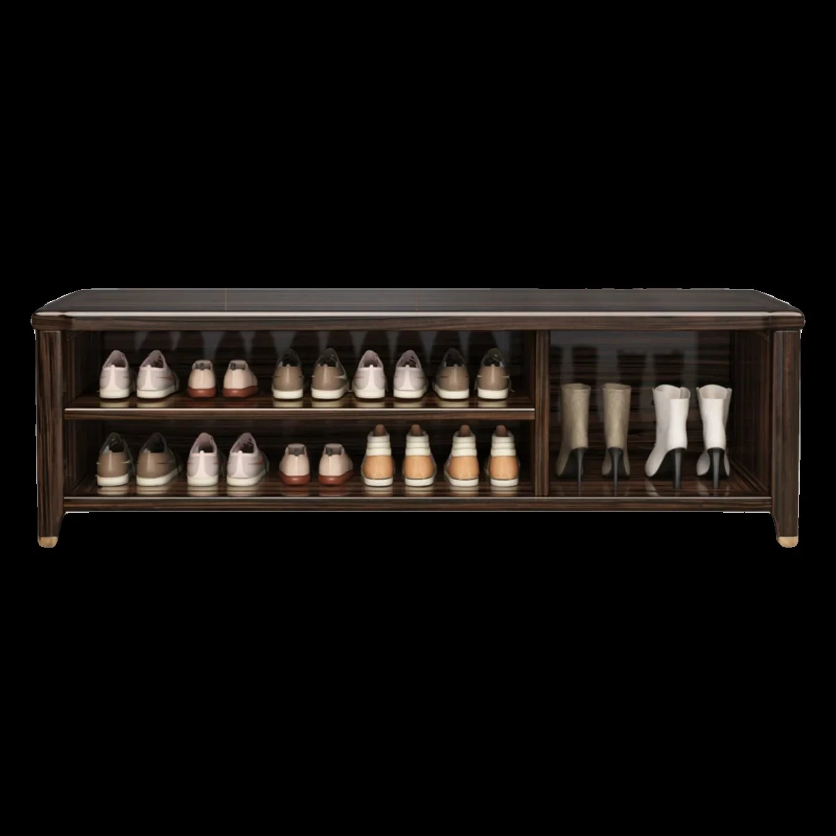 

N New Chinese-style all-solid wood shoe cabinet, shoe change stool, shoe rack, ebony light luxury, you can sit at the door