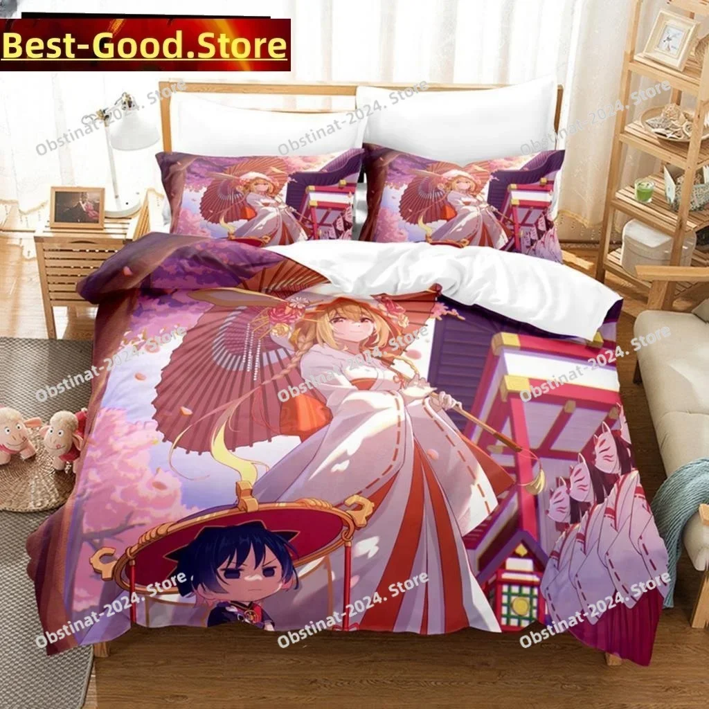 

3D Print Anime Genshin Impact Lumine Printed Bed Set Duvet Cover Pillowcase Bedding Set Bed Linen Sheet Quilt Cover Full Size