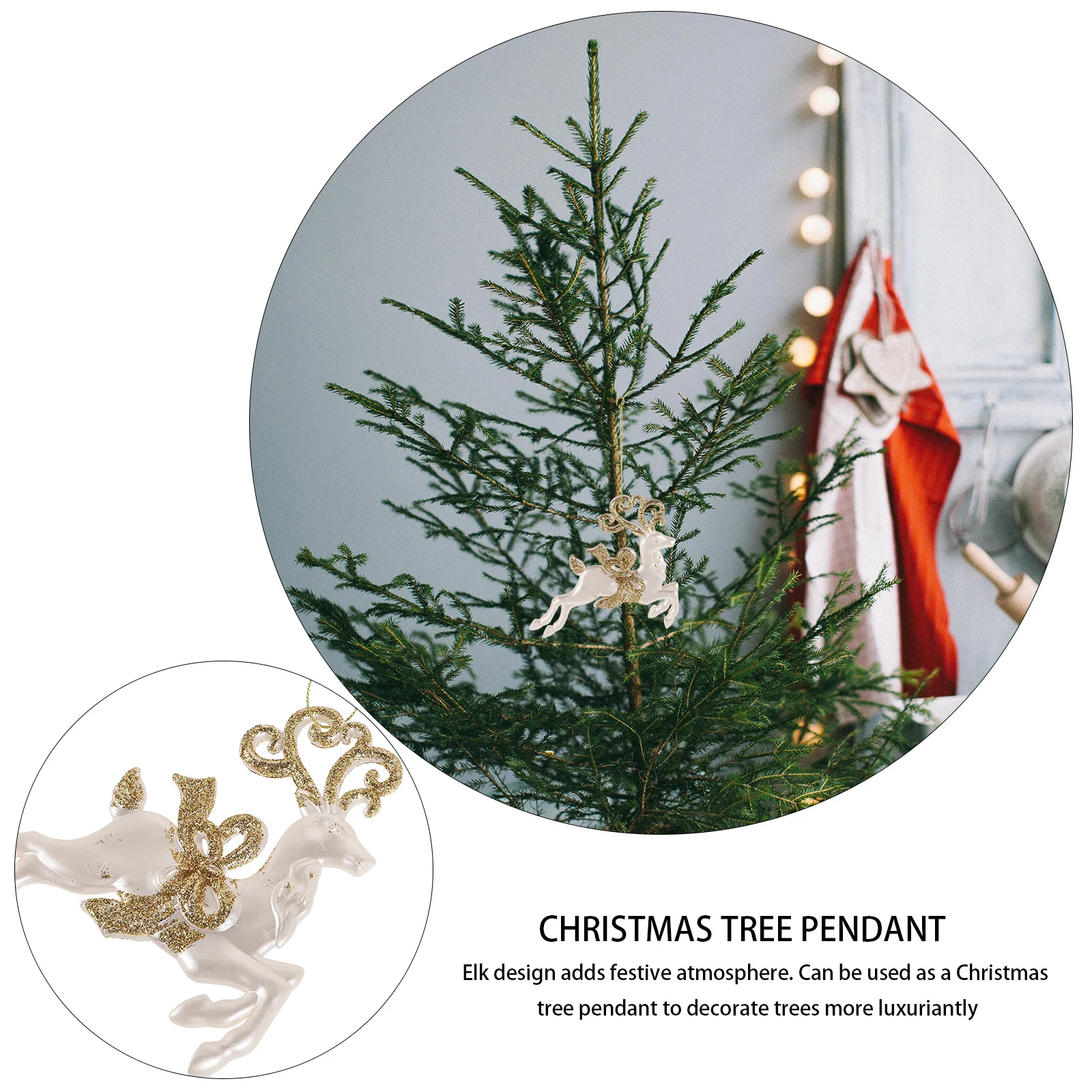 Christmas Reindeer Ornament Glittering Deer Decoration Sparkle Festive Charm Xmas Tree Pendant Elegant Indoor Outdoor