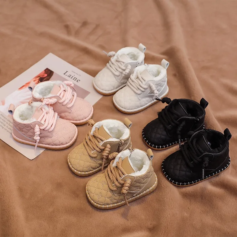 

Winter Children Snow Boots for Baby Girls Boys Outdoor Shoes Warm Plush Cartoon Kids Soft Soled Anti Slip Infant Toddler Shoes