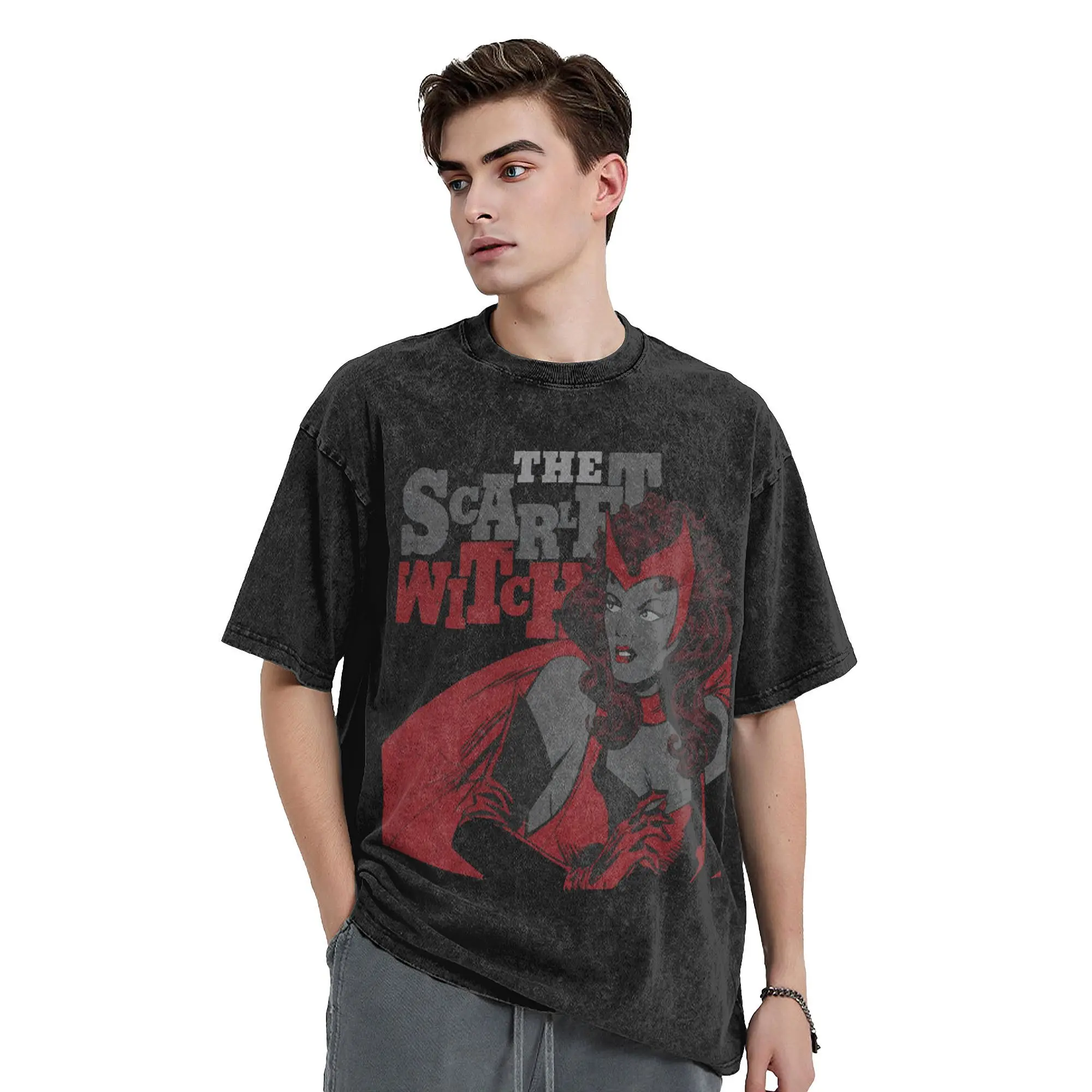 2024 super hero Scarlet Witch marvel Washed Shirts Merch Oversize T-Shirt  Men Women Tees