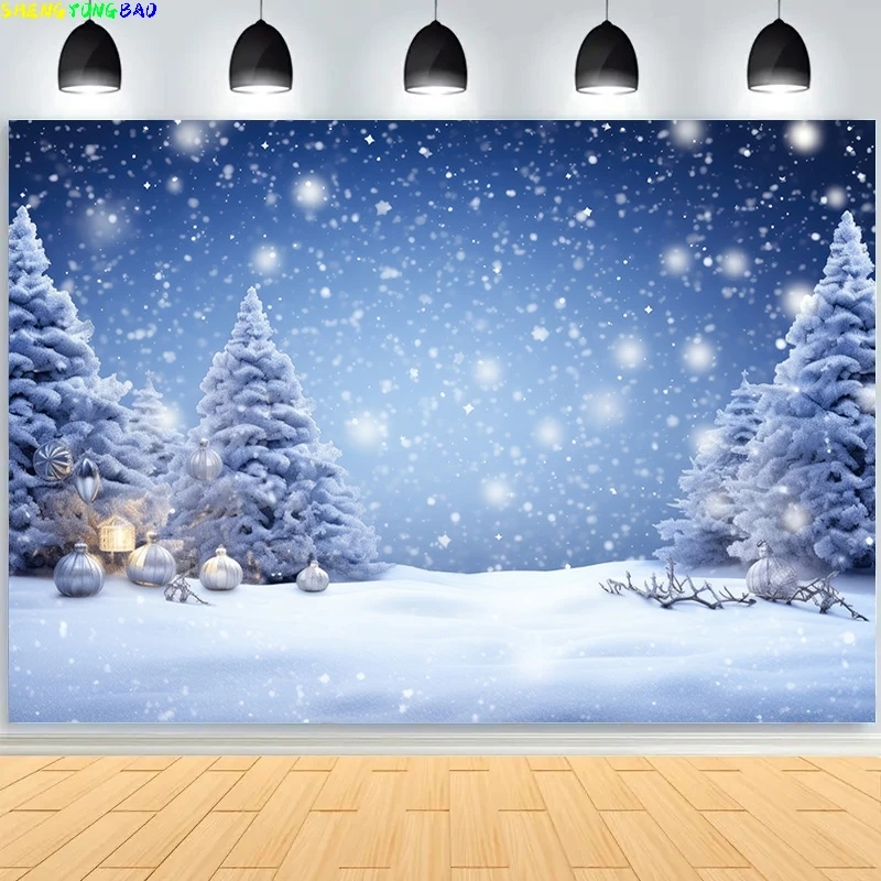 Fondo de Feliz Navidad sala de estar acogedora con decoración de árbol de Navidad nieve Año nuevo vacaciones de invierno fotografía telones de fondo XM-07