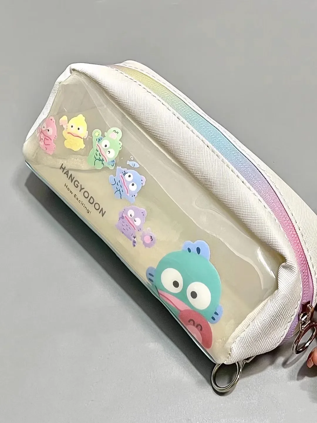 Sanrio Transparant Pencil Case Hangyodon borsa per penna impermeabile di grande capacità scatola per studenti per forniture scolastiche per ragazze regalo di cancelleria