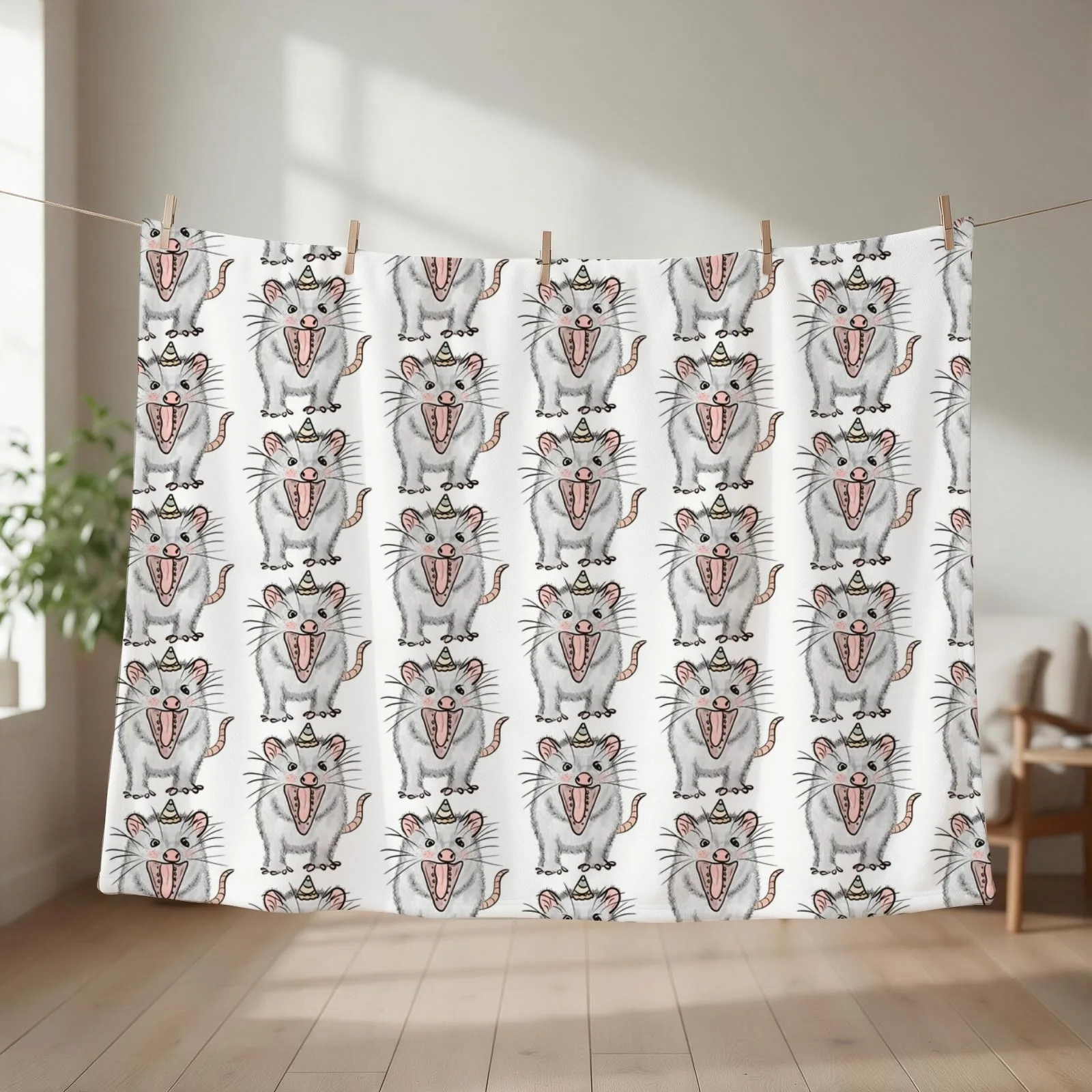 The Official Party Possum Throw Blanket couch cozy soft plush fuzzy picnic outdoor blanket