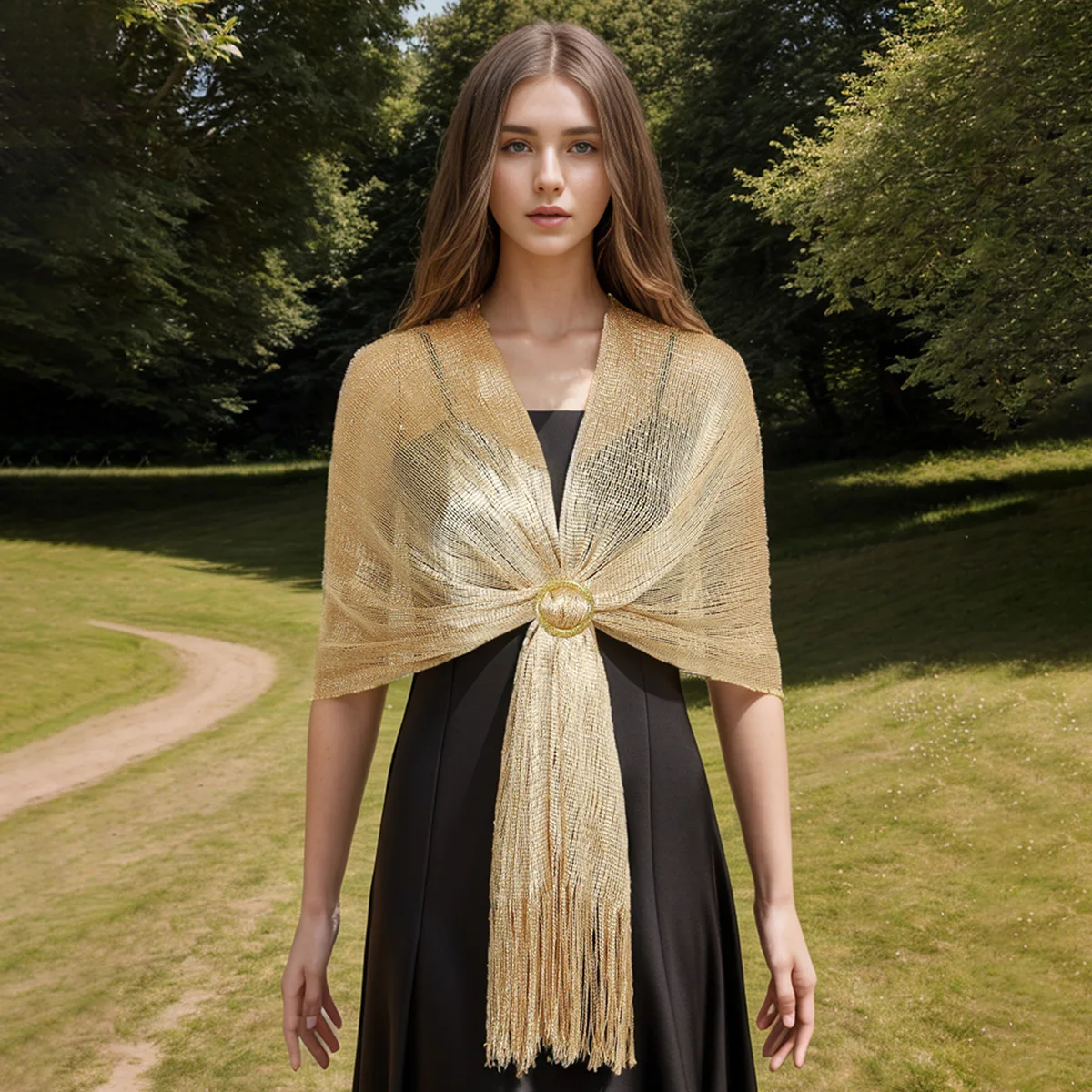 

Gold and Silver Wraps Scarf for Bride Dance Party Shawl for Women
