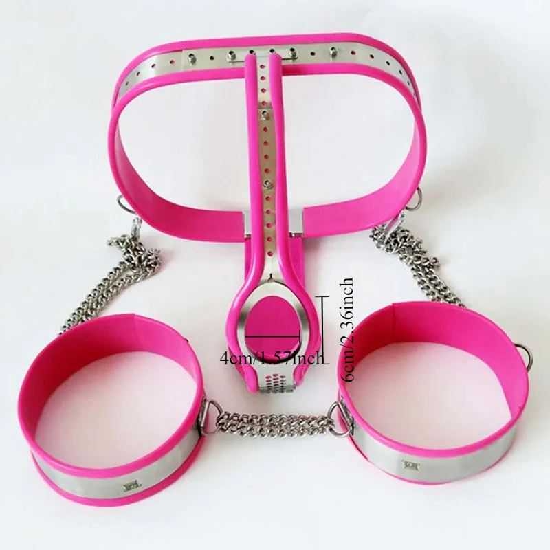 Female Chastity Belt Lock Anal Plug Pants Thigh Ring Cuffs Stainless Steel Chastity Device Set Sex Toys For Woman BDSM Bondage