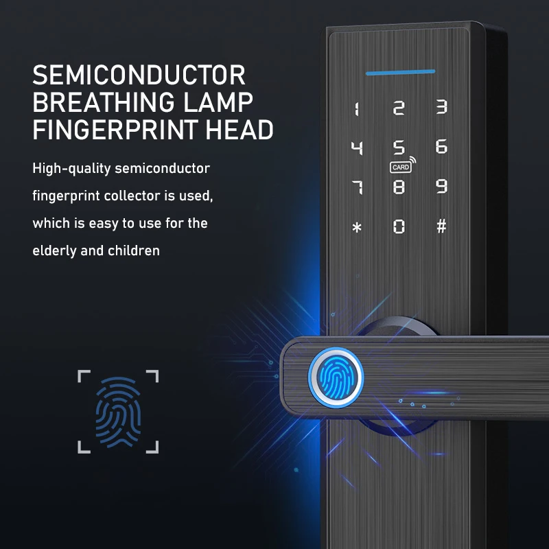 Tuya ล็อคอิเล็กทรอนิกส์ระบบ WiFi ประตูล็อคอัจฉริยะแอพพลิเคชั่น/ลายนิ้วมือ/สมาร์ทการ์ด/รหัสผ่านแบบไดนามิก/กุญแจปลดล็อคความปลอดภัยในบ้านล็อค