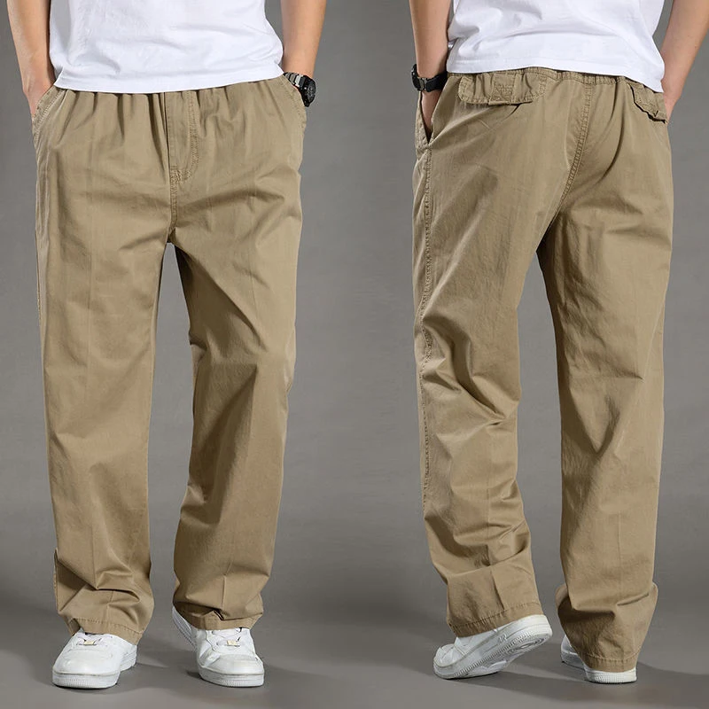 

Men's Casual Cargo Cotton Pants 2023 Loose Straight Leg ket Detail Casual Wear Youth Faion Eighteen Length