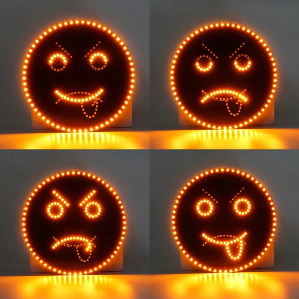 Car LED Fun Expression Light Smiley Face Lights With Remote Control Rear Window Car Multi-function Warning Reminder Lamp