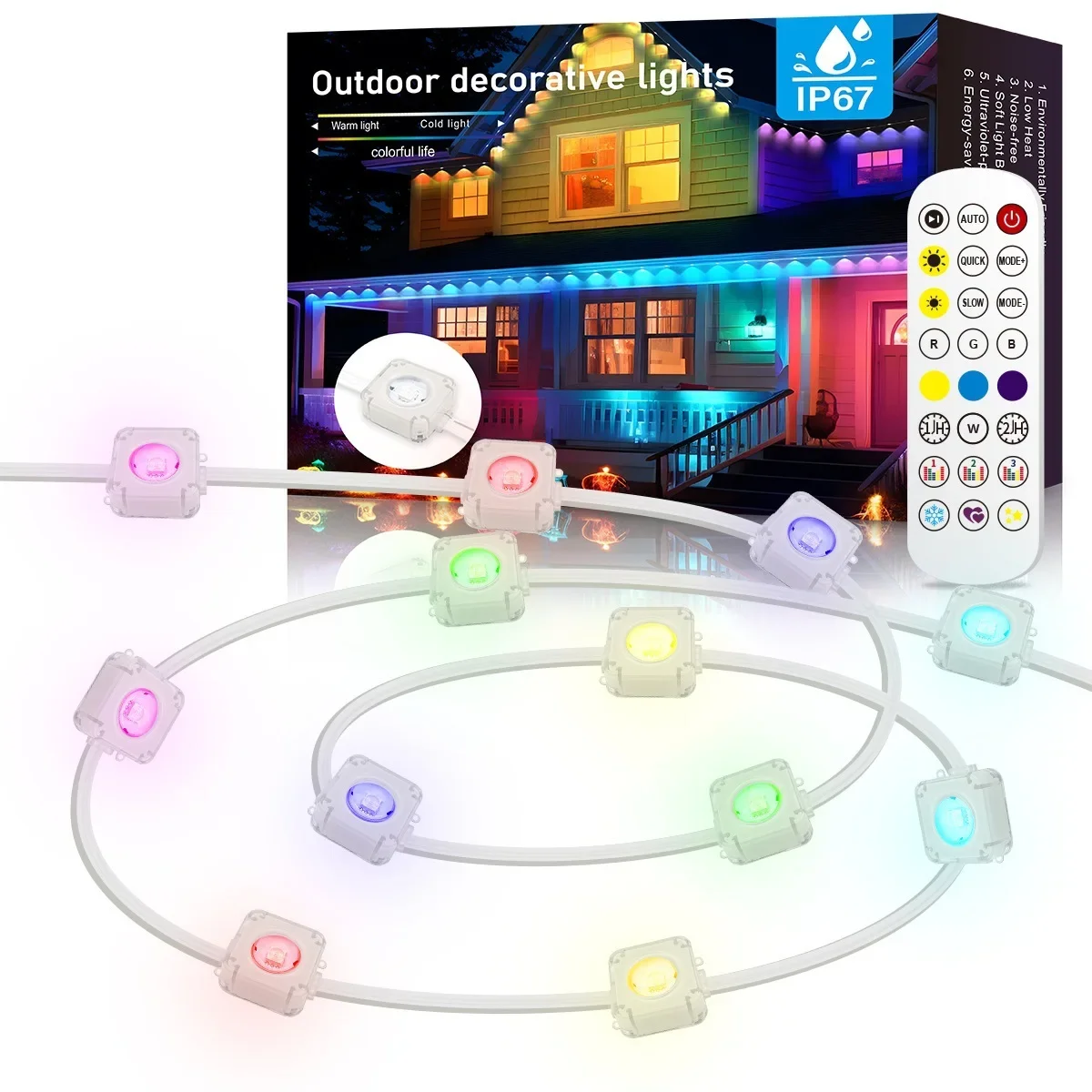 DurableGraffiti Wifi Eaves Light APP Remote Control Intelligent Symphony Voice Control Courtyard Decoration String Light Outdoor