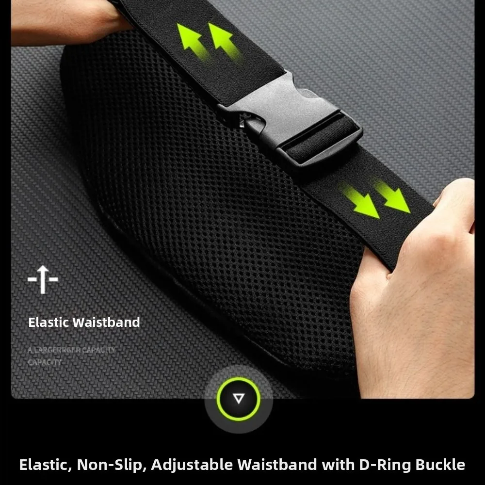 Ultra-Thin Sports Waist Bag Adjustable Double Zipper Pocket Mobile Phone Waist Bag Breathable Travel Running Waist Bag Gym