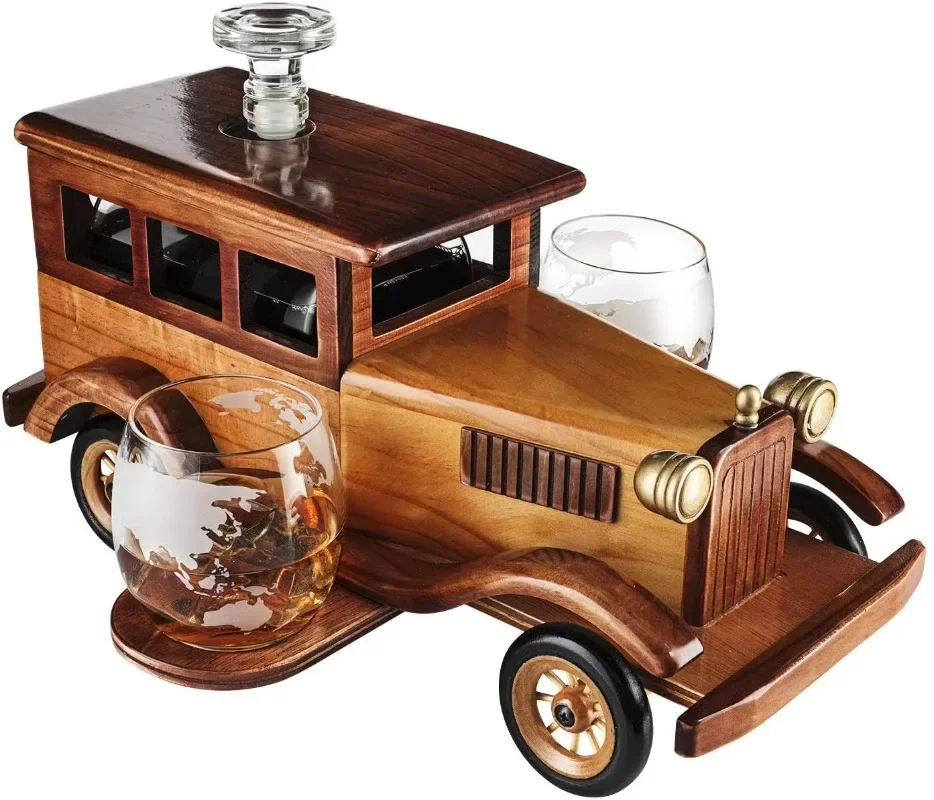 Hot Sale 2pcs whiskey tumblers Vintage Old Fashioned Car Whiskey Decanter Set