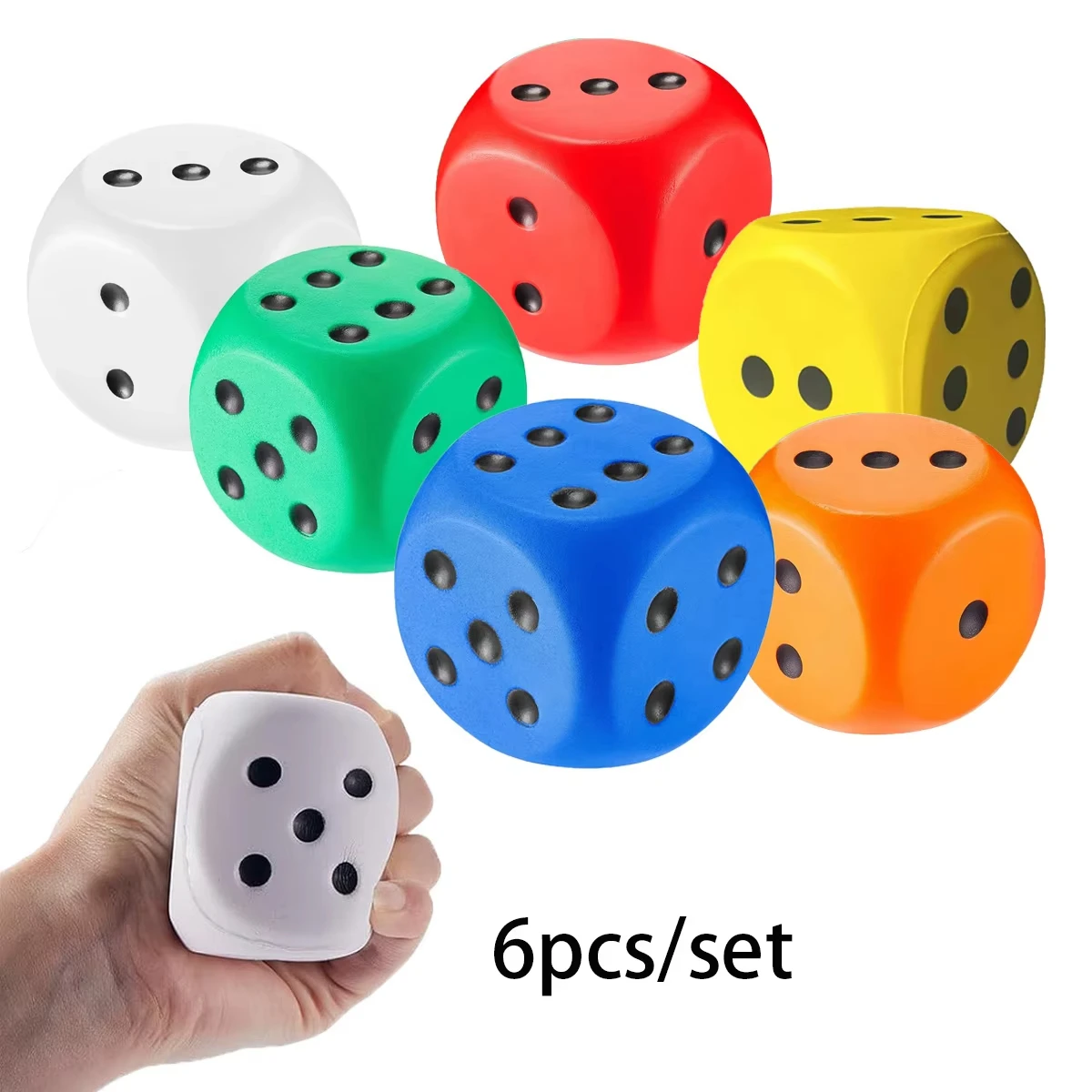 6/12 pièces/ensemble grand accessoire de jeu de société en mousse dés à points Jumbo doux dés en mousse à 6 faces faux dés Jumbo dés de jeu drôle